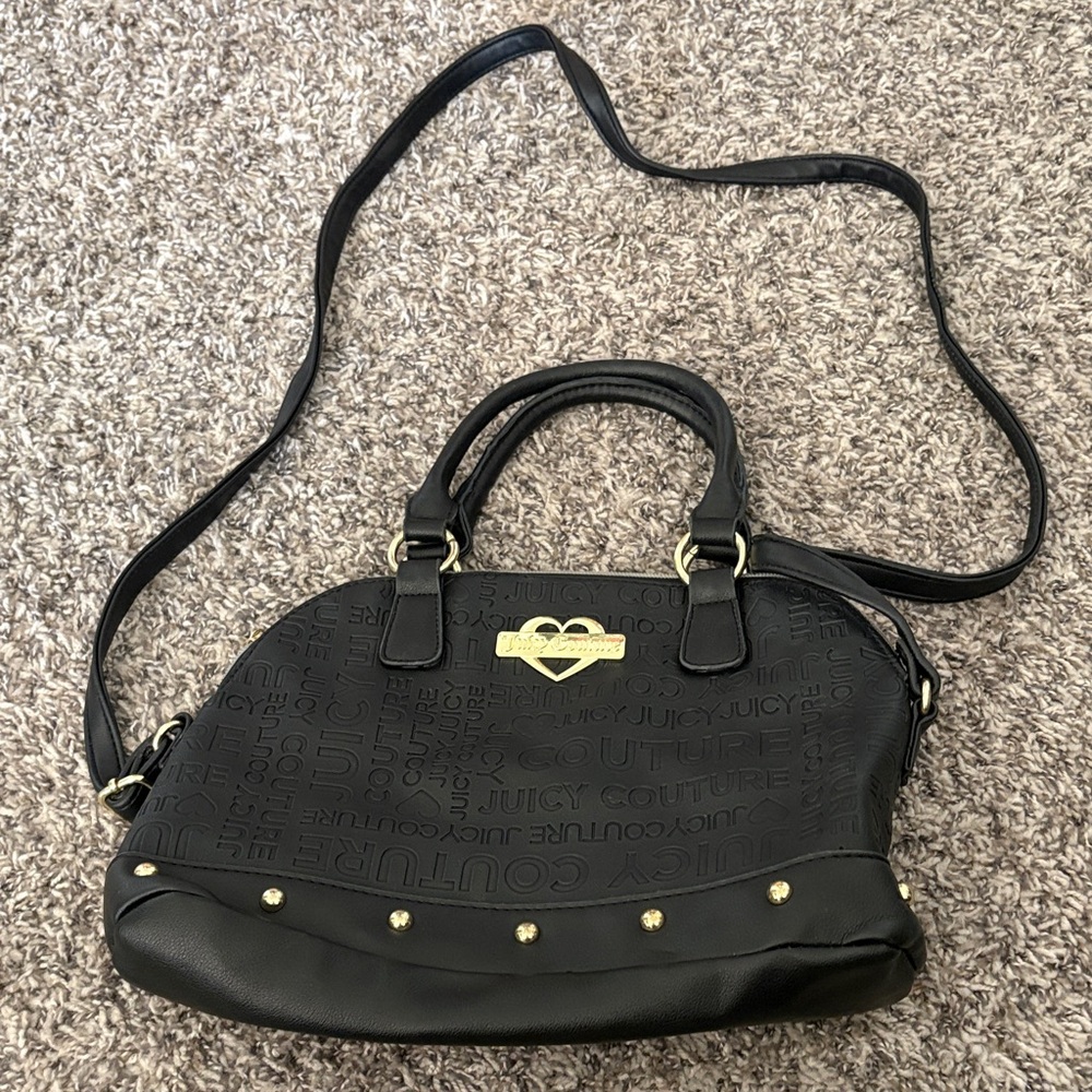 Juicy Couture Black Shoulder Bag with Gold Accents